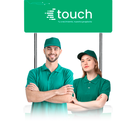 promotores touch con uniforme verde